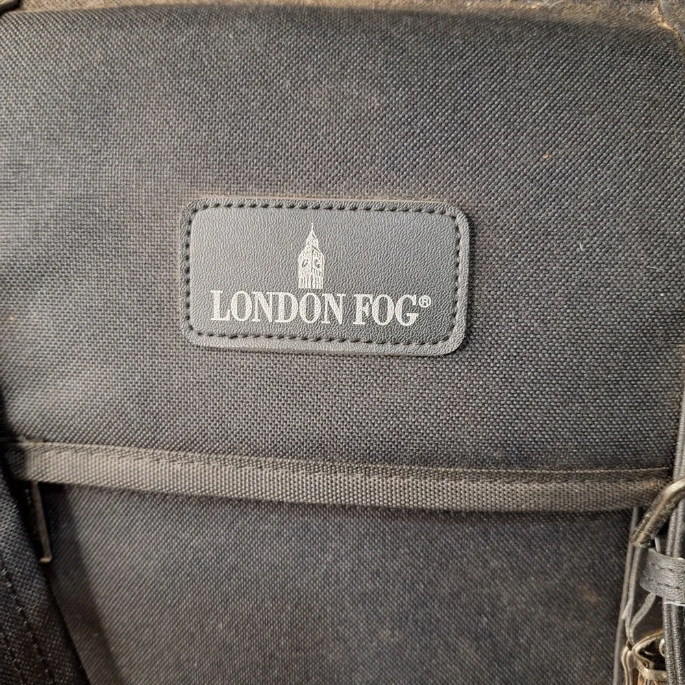 Vintage London Fog Black Canvas Briefcase‎ Laptop Travel Office Work Bag 19